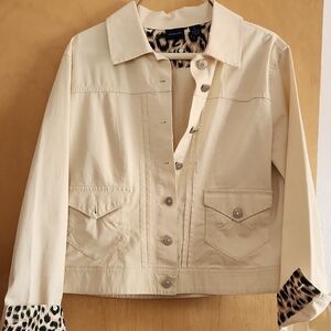 Vero Moda Cream Utility Jacket with Leopard Trim